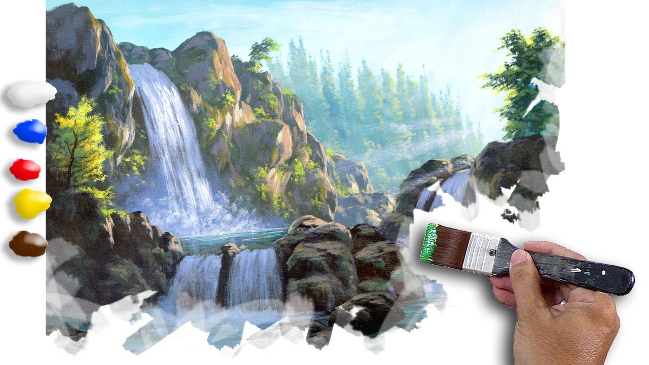 Acrylic Landscape Painting Waterfalls / Time-lapse / JMLisondra