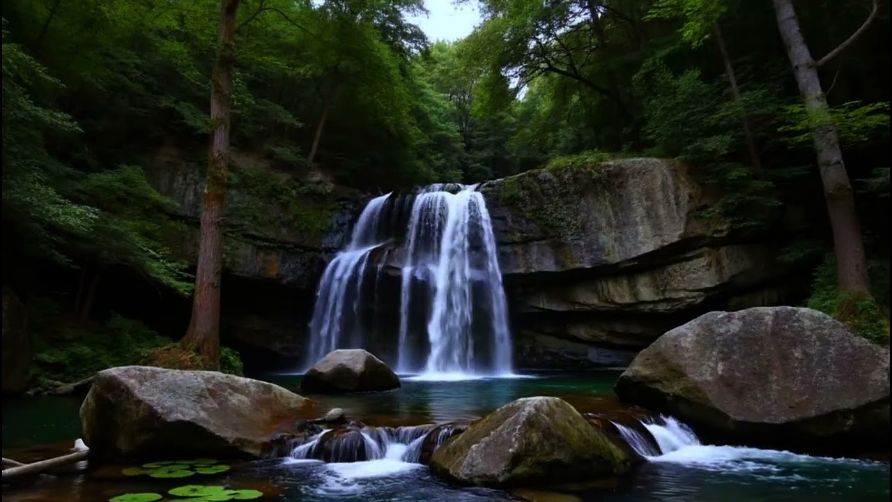 Calm River Sounds for Anxiety & Sleep - The sound of flowing water, calm therapy of chirping birds