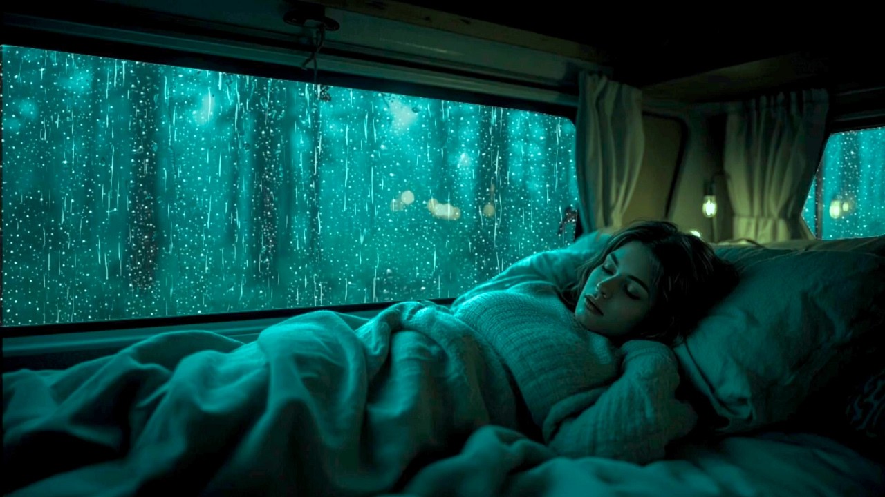 8 Hours Heavy Rain in Van | Sleep Ambience