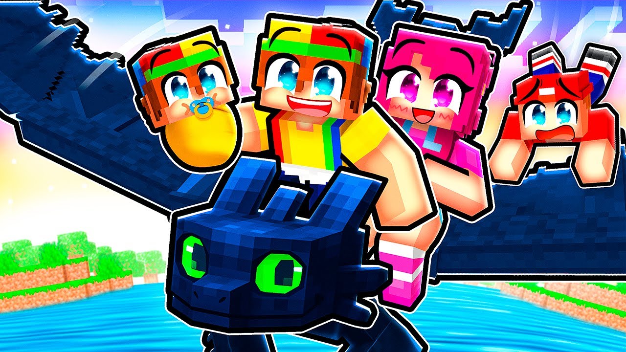 Having a DRAGON TRAINER FAMILY in Minecraft!