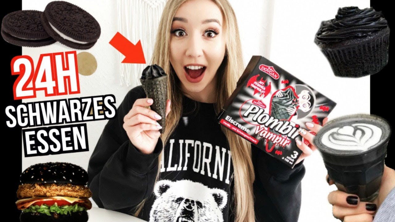 Esse 24 STUNDEN lang NUR SCHWARZES ESSEN - Food Challenge