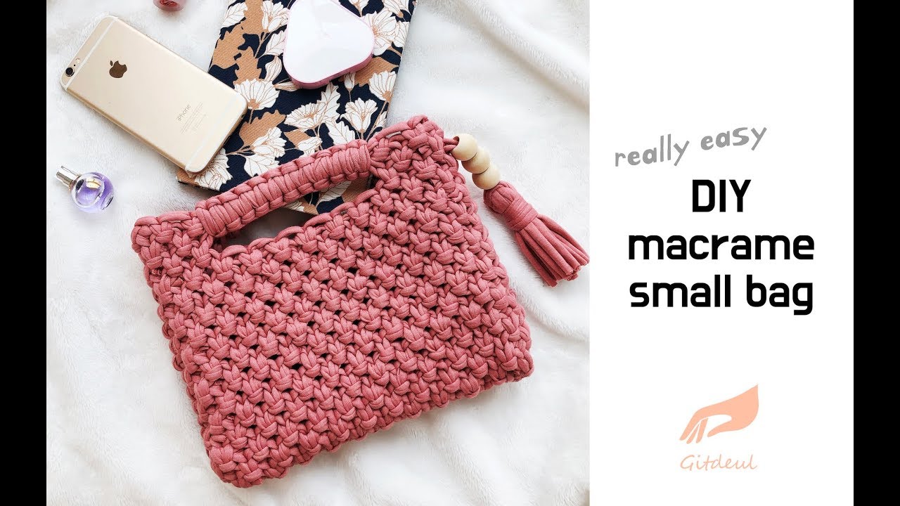 [깃들 마크라메] 패브릭얀 가방(마크라메 가방 깔끔하게 마무리하는 방법)/diy macrame bag