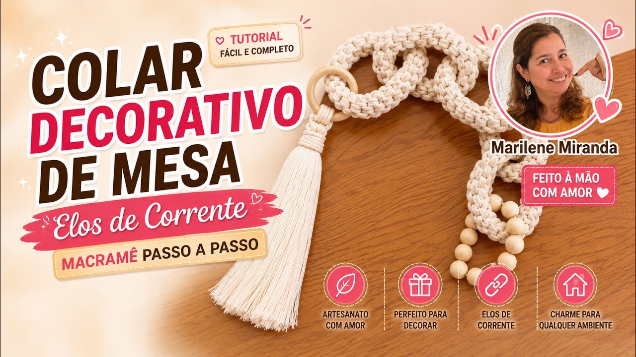 DIY - APRENDA A FAZER UM COLAR DE MESA DECORATIVO COM DUAS CORDAS -  corrente de nó chinês. #diy