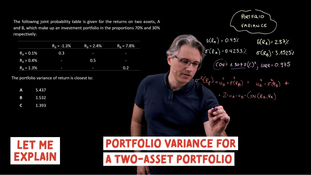 Portfolio variance for a two-asset portfolio (for the CFA Level 1 exam)