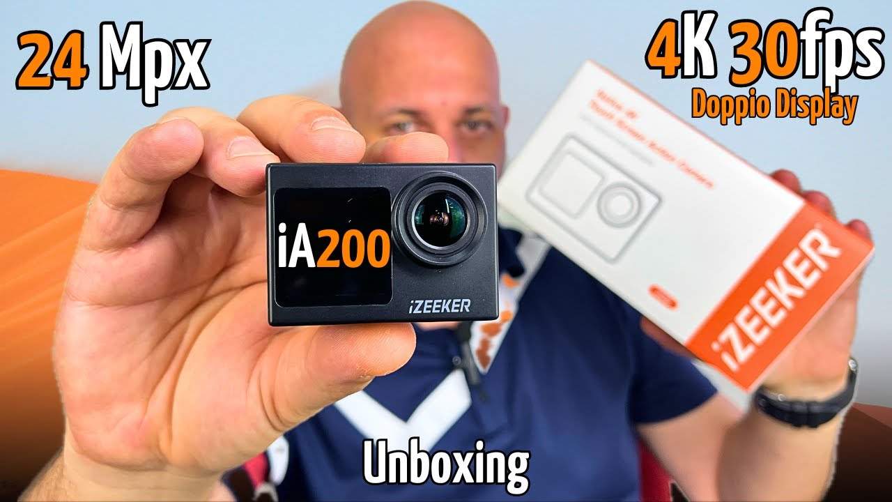Action Cam ECONOMICA iZEEKER iA200 4K 30FPS WiFi DOPPIO DISPLAY 24Mpx! PERFETTA PER PRINCIPIANTI