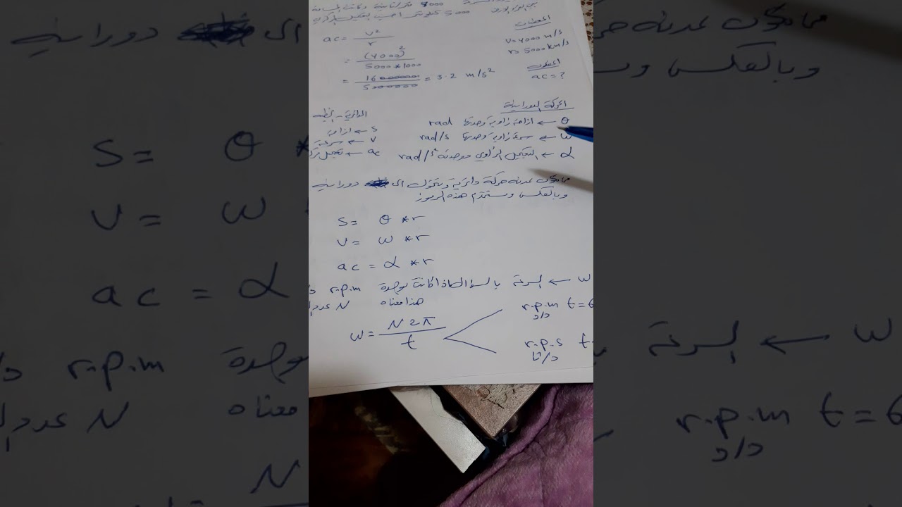 طبيعيات /الصف الثالث  المهني   الفصل الأول الحركة الدائرية والدورانيه المحاضرة  الاولى