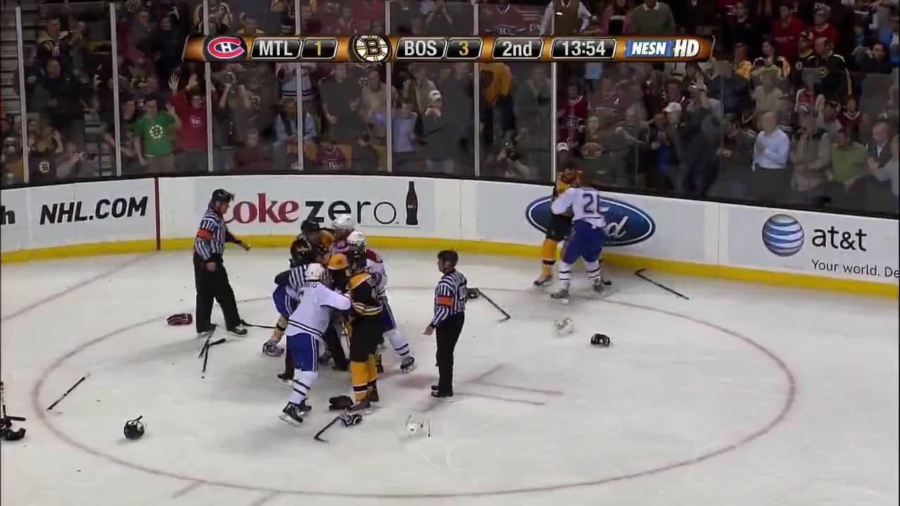 Bruins-Habs line brawl and more 4/9/09 [HD]
