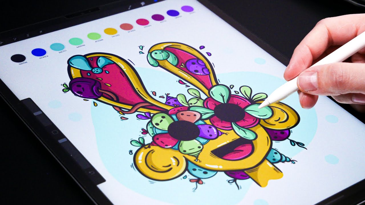 Doodle Face illustration on IPad Pro - Procreate ( Satisfying Art )