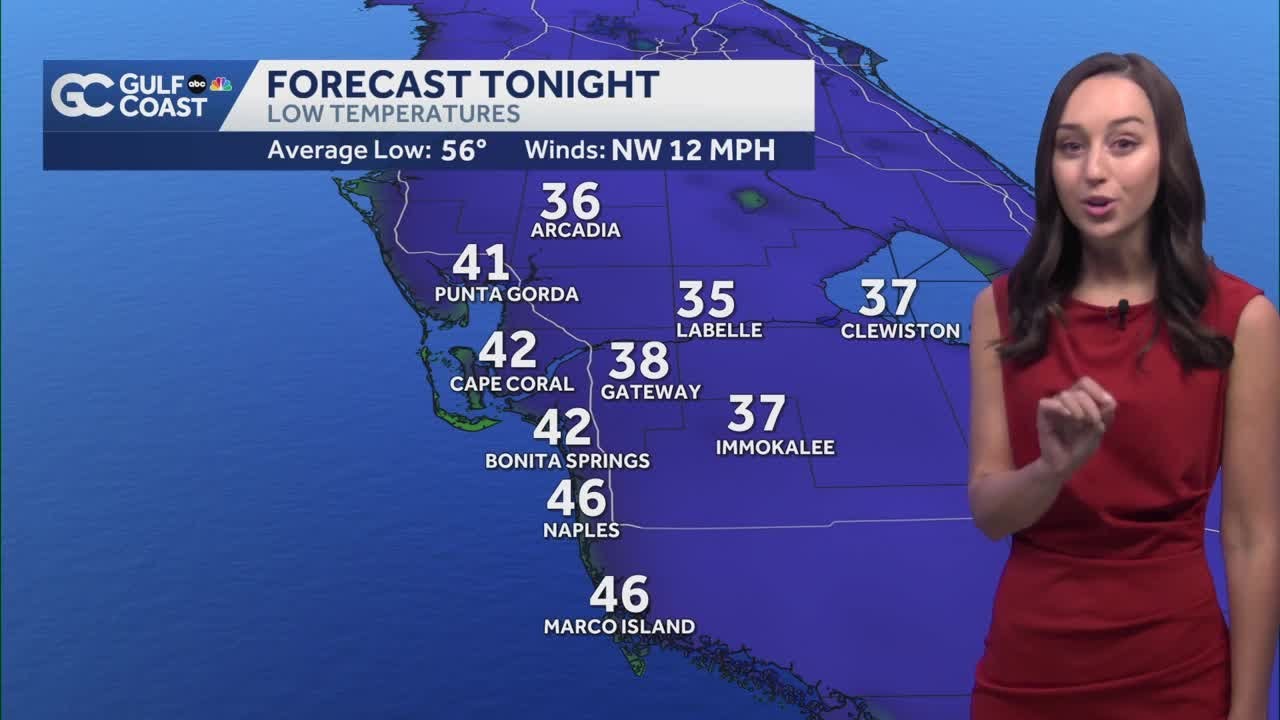 Drier Thursday night as cold air moves into Southwest Florida