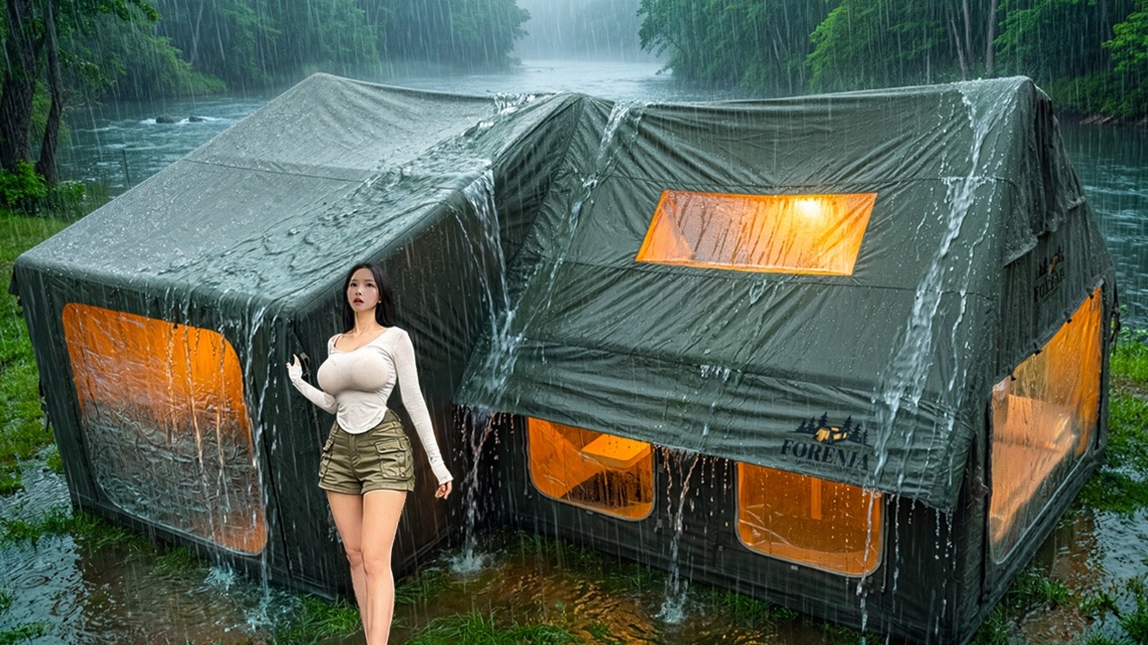 Camping in Heavy Rain☔️NonStop Pouring Rain & Thunderstorms⚡️Rain ASMR