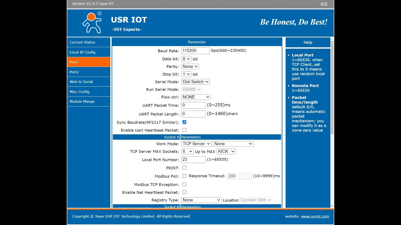 USR-N520 virtual com for Modbus RTU