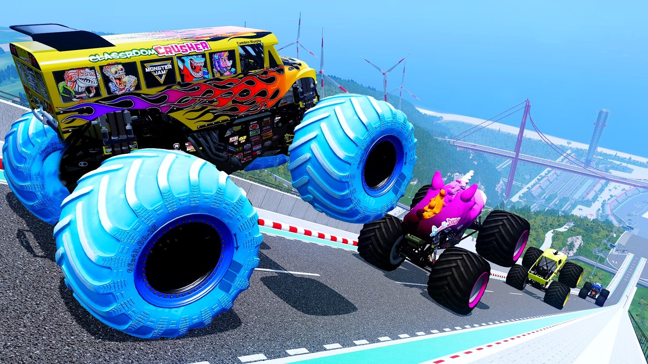 Epic High Speed monster trucks jumps stunts & crashes #117 | BeamNG Drive