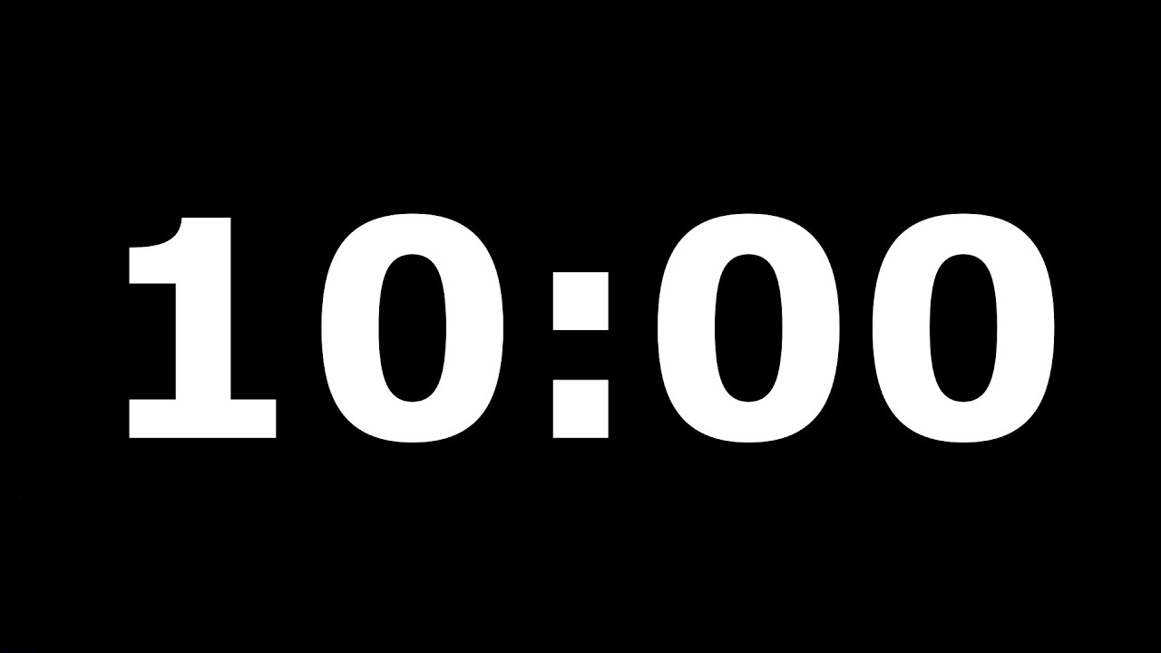 Black Screen 10 Minute Countdown Timer with Relaxing Music and Alarm