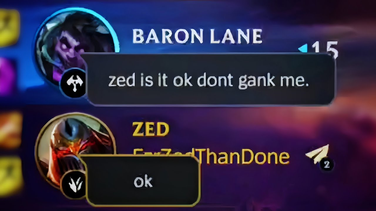 MY BARON LANER DOESN'T WANT ANY GANK....... ZED WILD RIFT