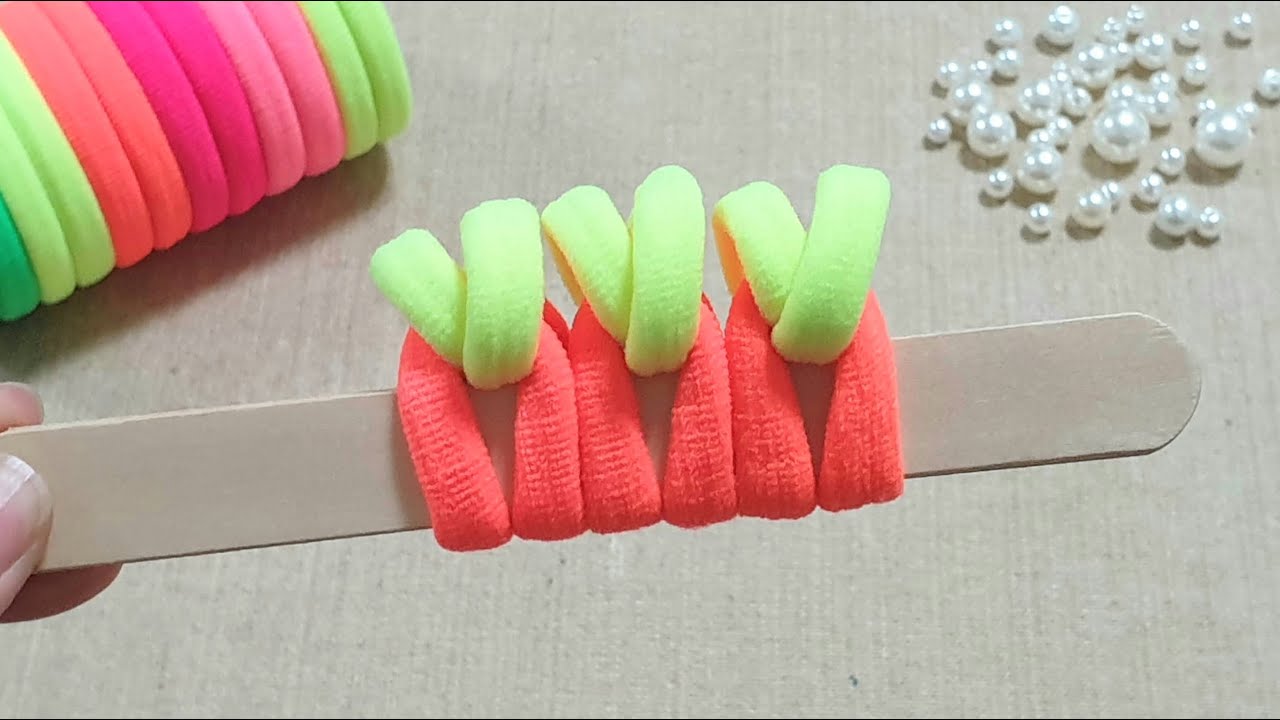 Super Easy Flower Making for beginners - Hair Band Flower craft ideas - DIY Rubber Band Flowers