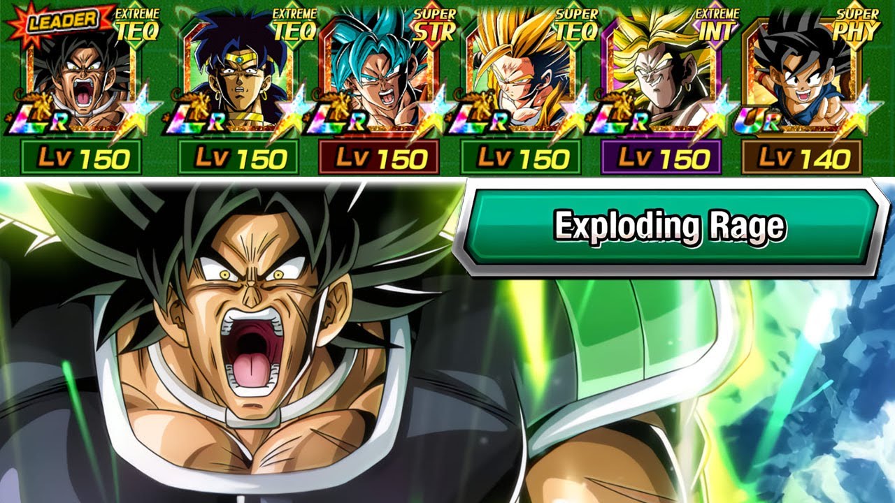 LR WRATHFUL BROLY 220% EXPLODING RAGE TEAM SHOWCASE! Dragon Ball Z Dokkan Battle