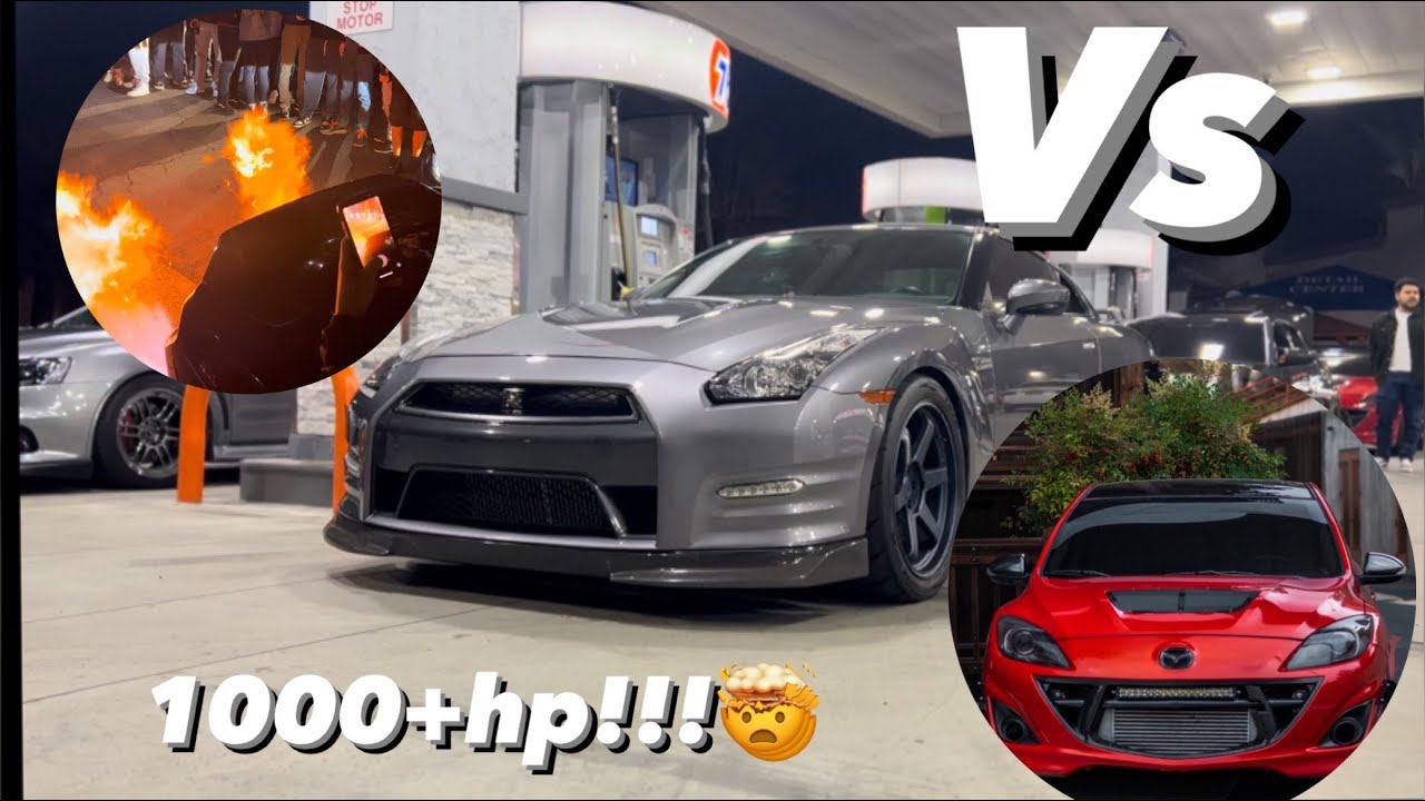 Mazdaspeed 3 vs Insane Nissan GTR *1000+ hp!!! | Chazzydawg Meet | #gtr #mazdaspeed #explore #cars