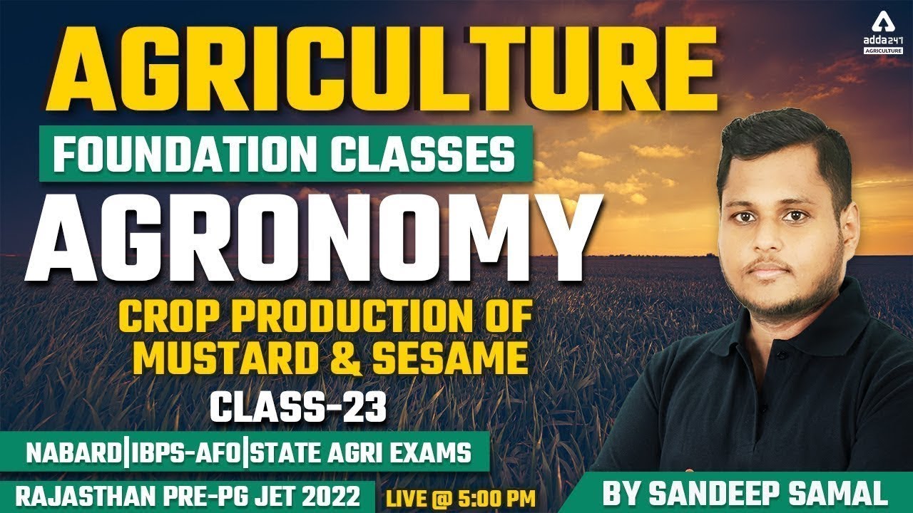 Agriculture | Agronomy #23 | Crop Production of Mustard & Sesame | Rajasthan Pre-PG JET
