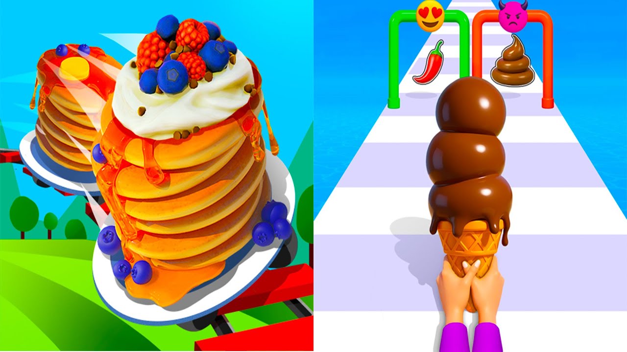 Stacky Ice Cream Runner VS Pancake Run - All Levels Gameplay Android, ios (Part 206)