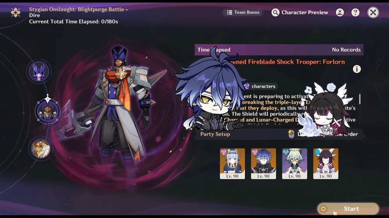 C0R0 Flins with C0 Columbina Dire cleared 91s Stygian Onslaught | Luna 4 | Genshin Impact 6.3