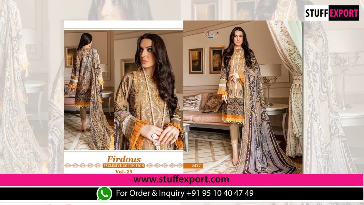 Shree Fabs Firdous Exclusive Collection Vol-23 Embroidery Cotton Pakistani Dress Material Catalog