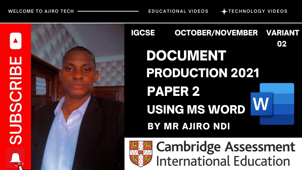 IGCSE ICT (417/0983) Paper 2 Document Production October November 2021 Variant 02 | Microsoft Word
