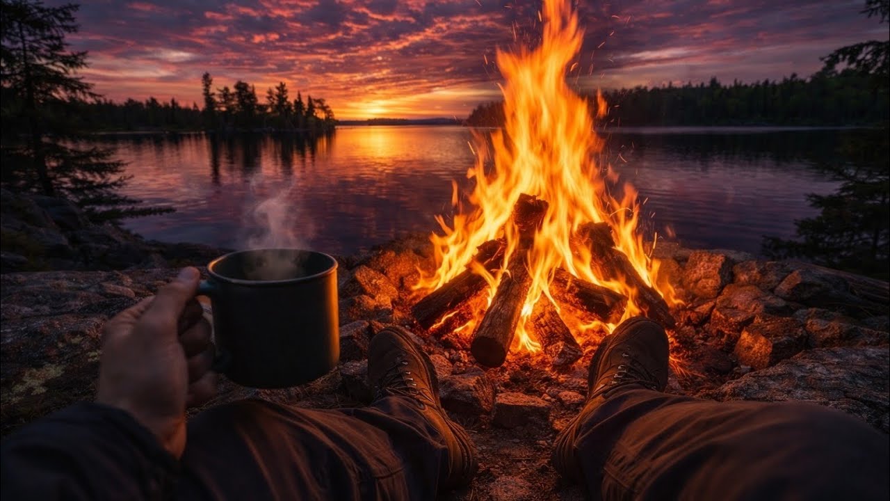 POV: You’re Relaxing by a Lakeside Campfire at Sunset (4K ASMR) 🔥✨