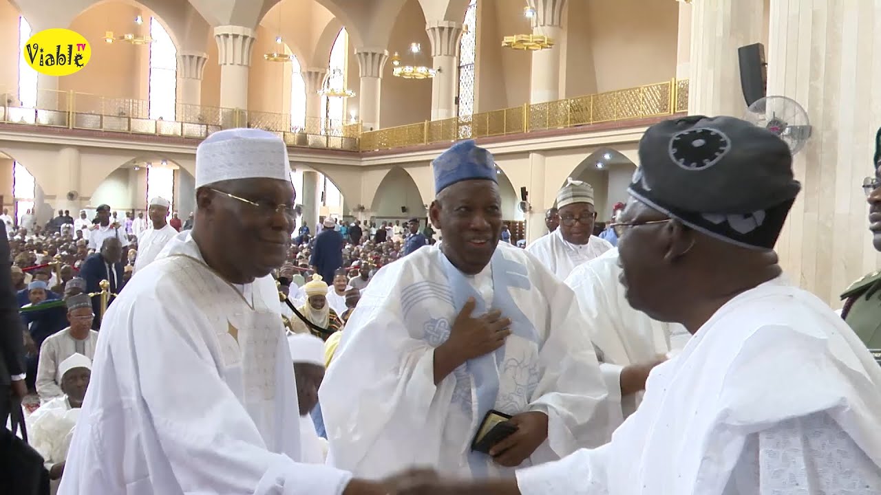 Nigerians React As Tinubu, Atiku Meet Face to Face At Abuja Mosque After 20 Months