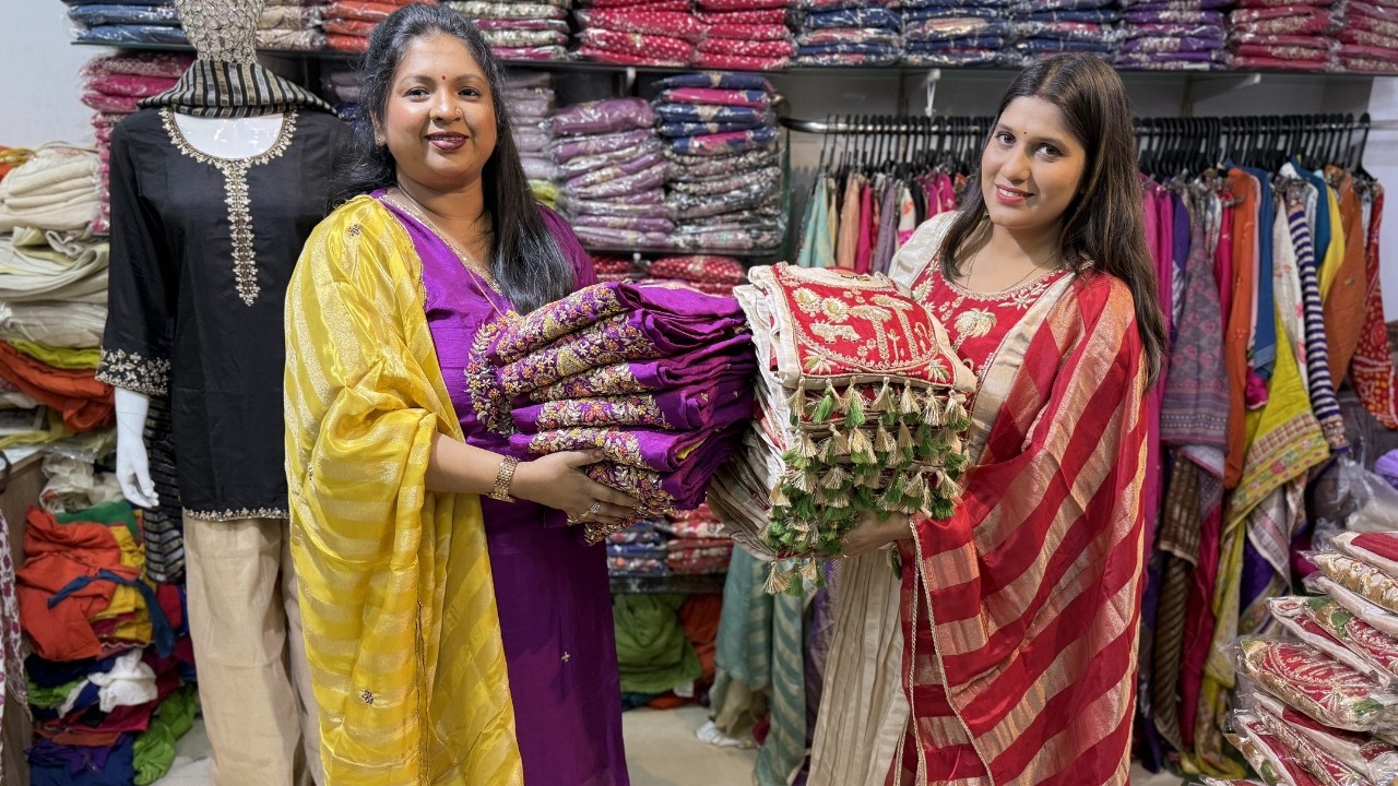 Handwork Kurti manufacturer & Wholesaler in Kolkata Barabazar (dori & badla work) Tissue Kurti