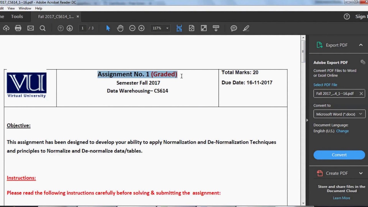 CS614 Data Warehousing Assignment 1 Solution idea