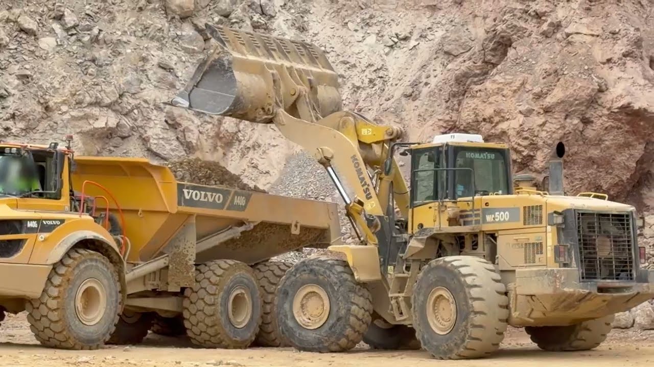 Komatsu WA500 Extreme Load | Loading Volvo A45G & A40G After Blast