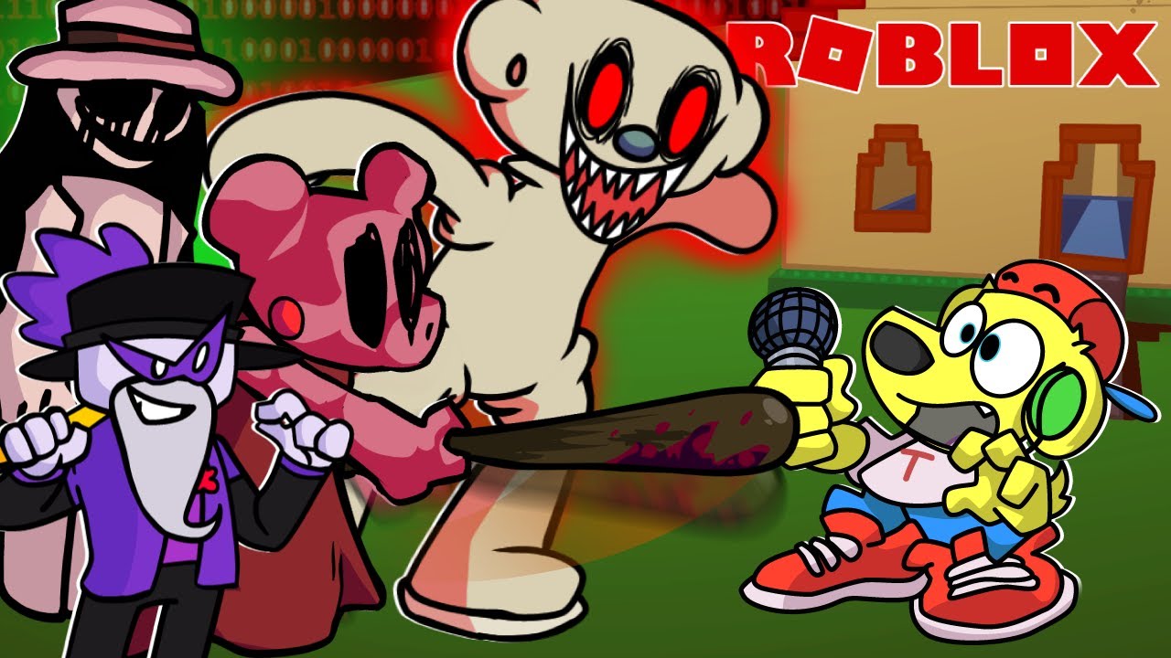 Friday Night Funkin vs ROBLOX VILLAINS (Мимик, Медведь, Пигги, Страшный Ларри) Модификации FNF 123