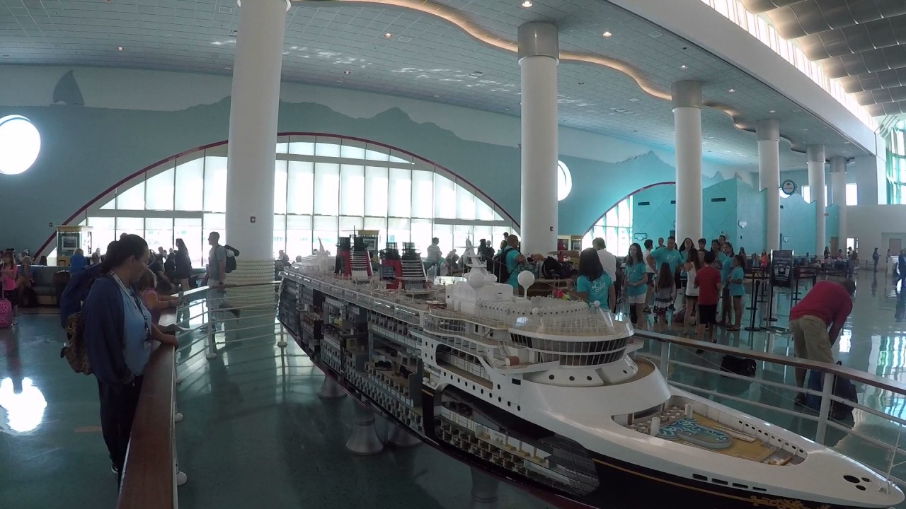 Inside the Disney Cruise Terminal at Port Canaveral Florida