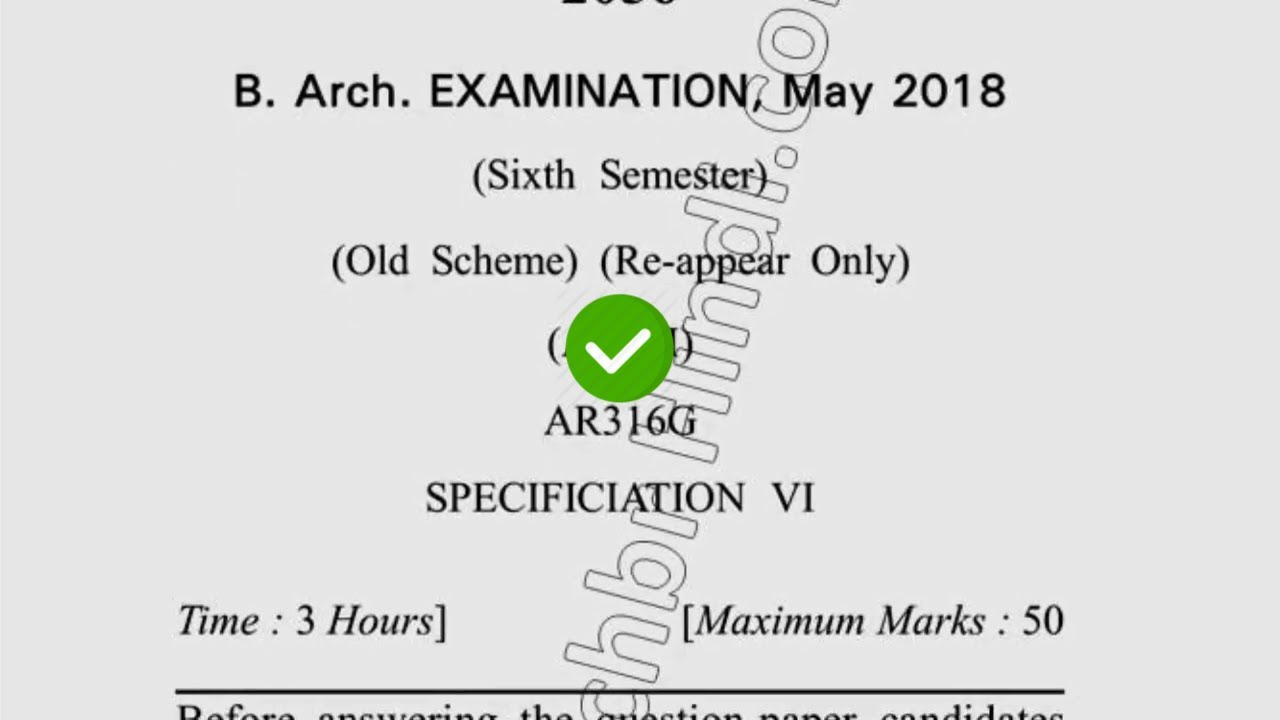 2018 Dcurst BARCH 6th Sem  Reappear Specification Quesion Paper