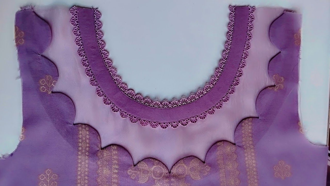 Elevate your Style with Double Layer Neck Design/ Easy Neck Design With Organza Fabric & Cutwork