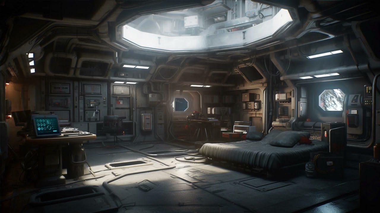 Radio Chatter from Orbiting Military Spaceport Bedroom. Sci-Fi Ambiance for Sleep, Study, Relaxation