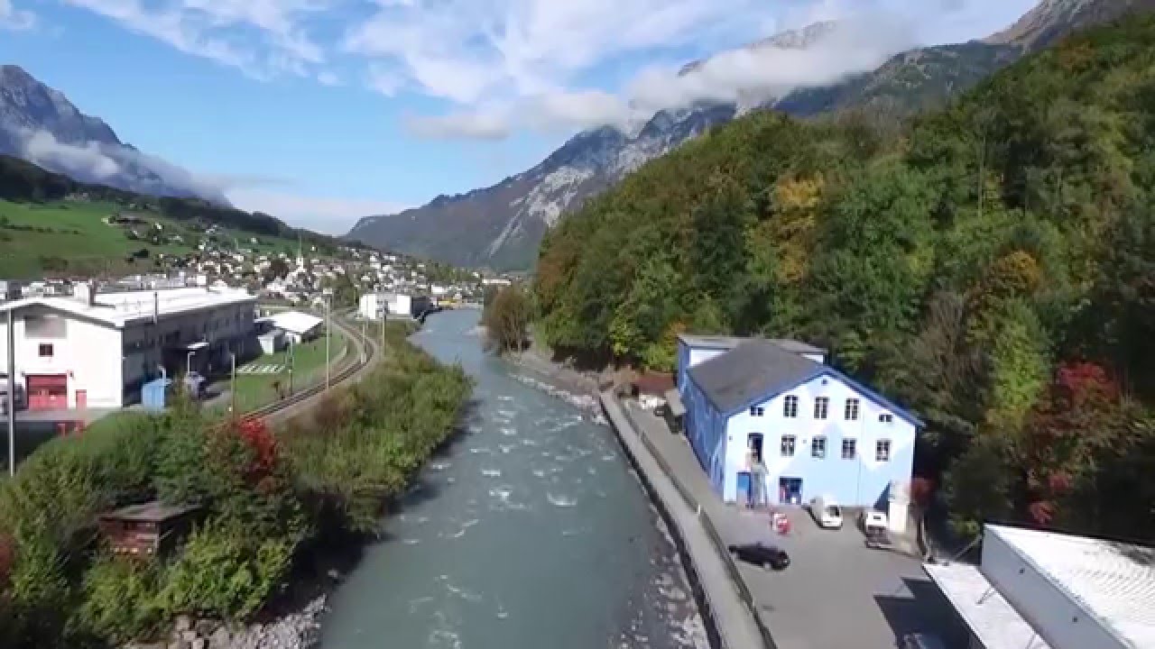 Linth River Course from Schwanden to Lake 