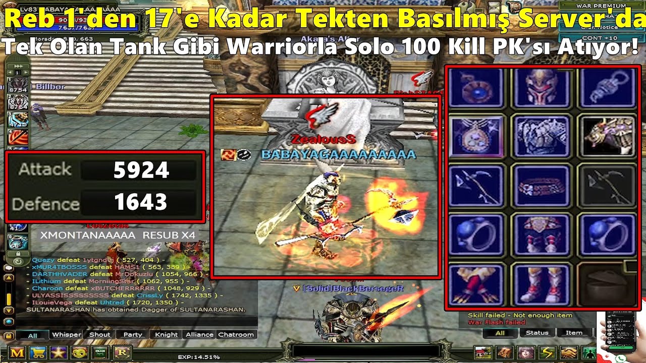 DostWeDusmaN - Server'da Tek Olan +17 HB'li Warrior Charla Solo 100 Kill PK'sı Atıyor! Knight Online