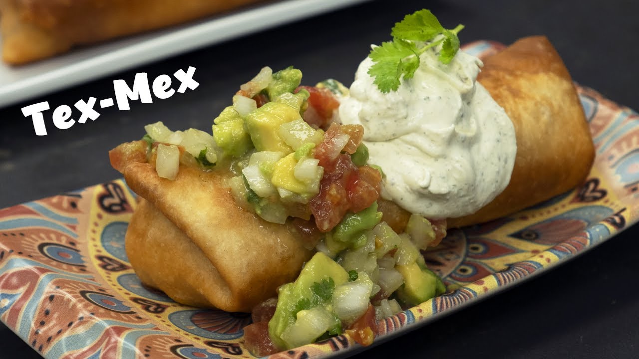 CHIMICHANGAS rellenas de TINGA de pollo - RECETA TEX-MEX