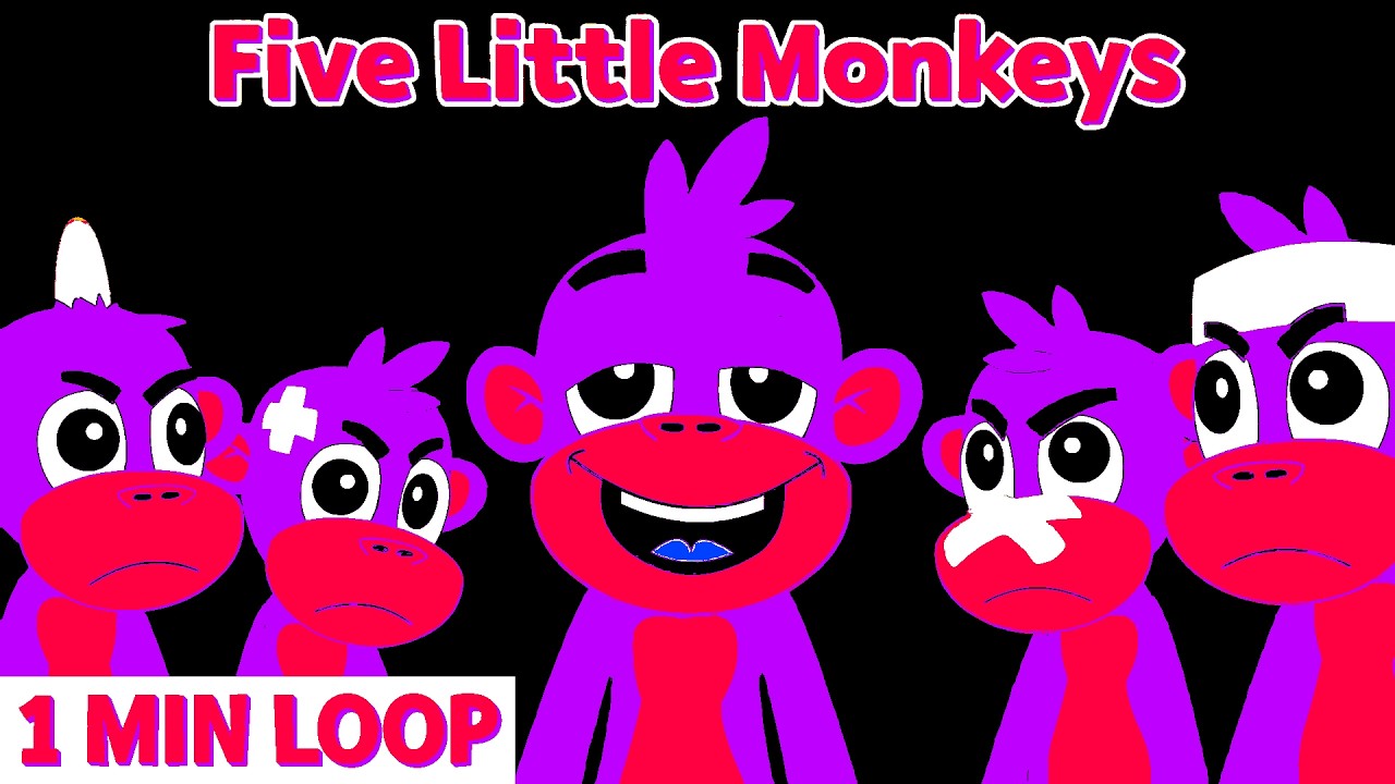 🐒🎧 [2 MIN LOOP] Five Little Monkeys Remix | Fun Beat Variations & Playtime Nursery Rhymes for Kids