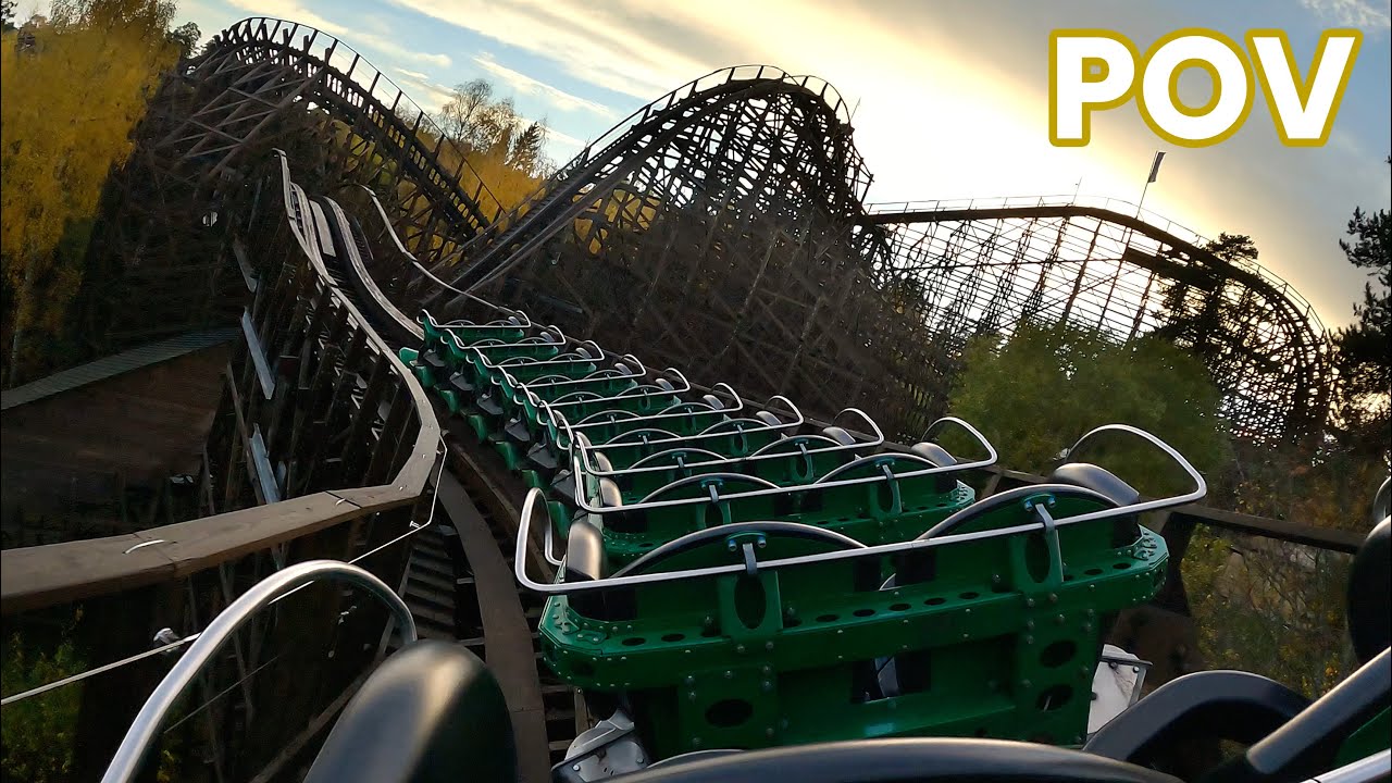 Thundercoaster Back Row POV Tusenfryd Vekoma Wooden Roller Coaster