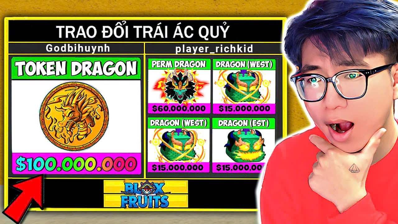 BI HUỲNH 24H TRADE THÀNH CÔNG DRAGON TOKEN QUA TRÁI RỒNG TRONG BLOX FRUIT
