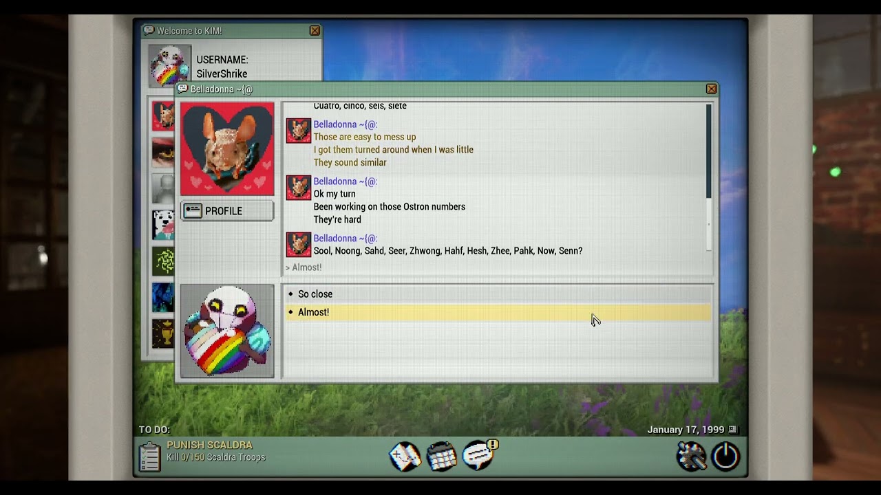 Warframe 1999: Lettie asking about language lessons - Yeah/almost/XL