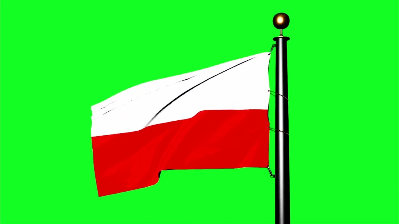 Polish flag green screen | Polish flag 4K green screen | flag of Poland with pole free to use