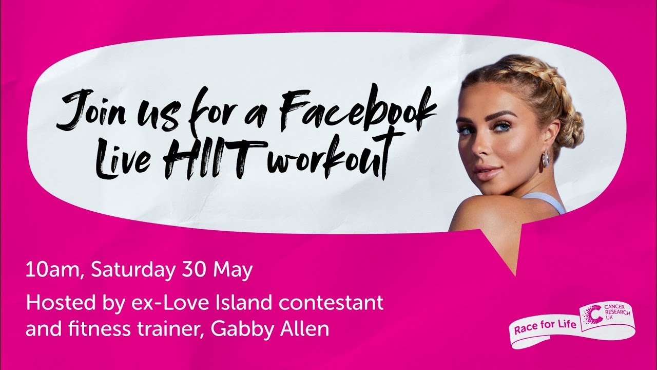 Gabby Allen leads a virtual HIIT workout for the Race for Life at Home