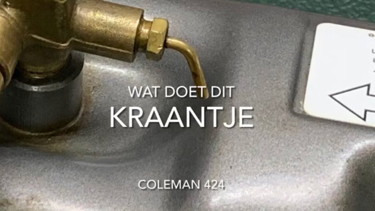 Wat gebeurt er als ik aan het kleine kraantje draai van de Coleman 424 en hoe ziet dat er uit