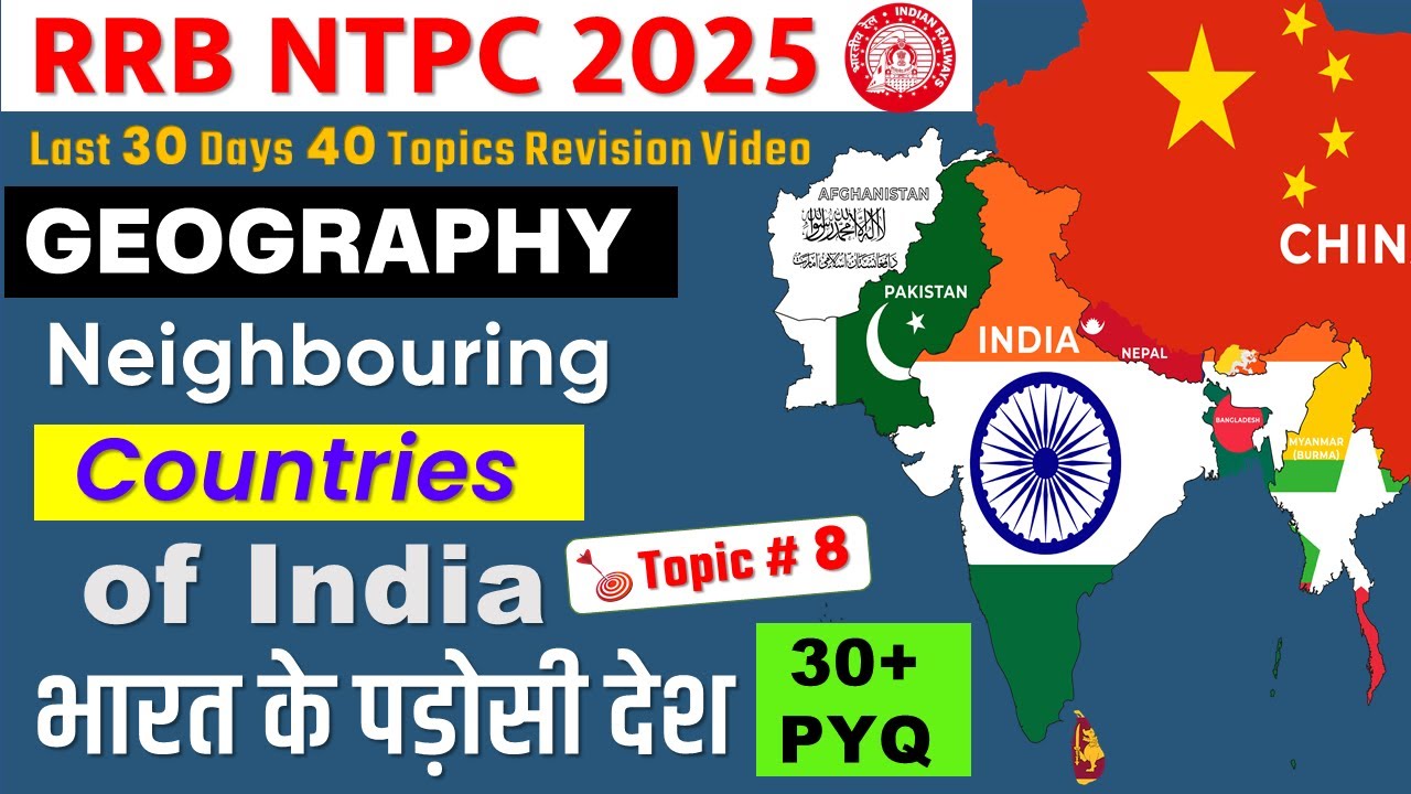 RRB NTPC 2025 | RRB NTPC GK/GS #8 | Neighbouring Countries Of India Most Expected 30+ Questions