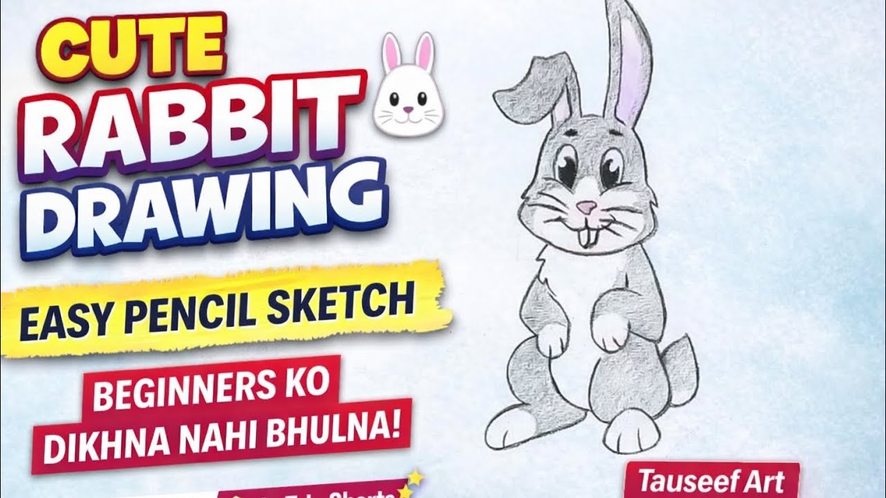 Cute Rabbit Drawing 🐰 | Easy Pencil Sketch for Beginners | Tauseef Art