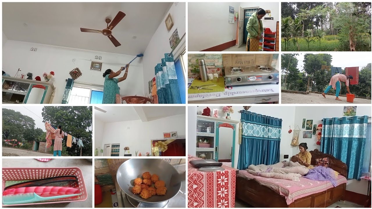 এই শীতের দিনেও ঘর🏡ডিপ ক্লিনিং + রান্নাবান্না+বাচ্চাসামলানো+বাসীকাজ সবটা একা হাতে এইভাবেই করতে হয়✅