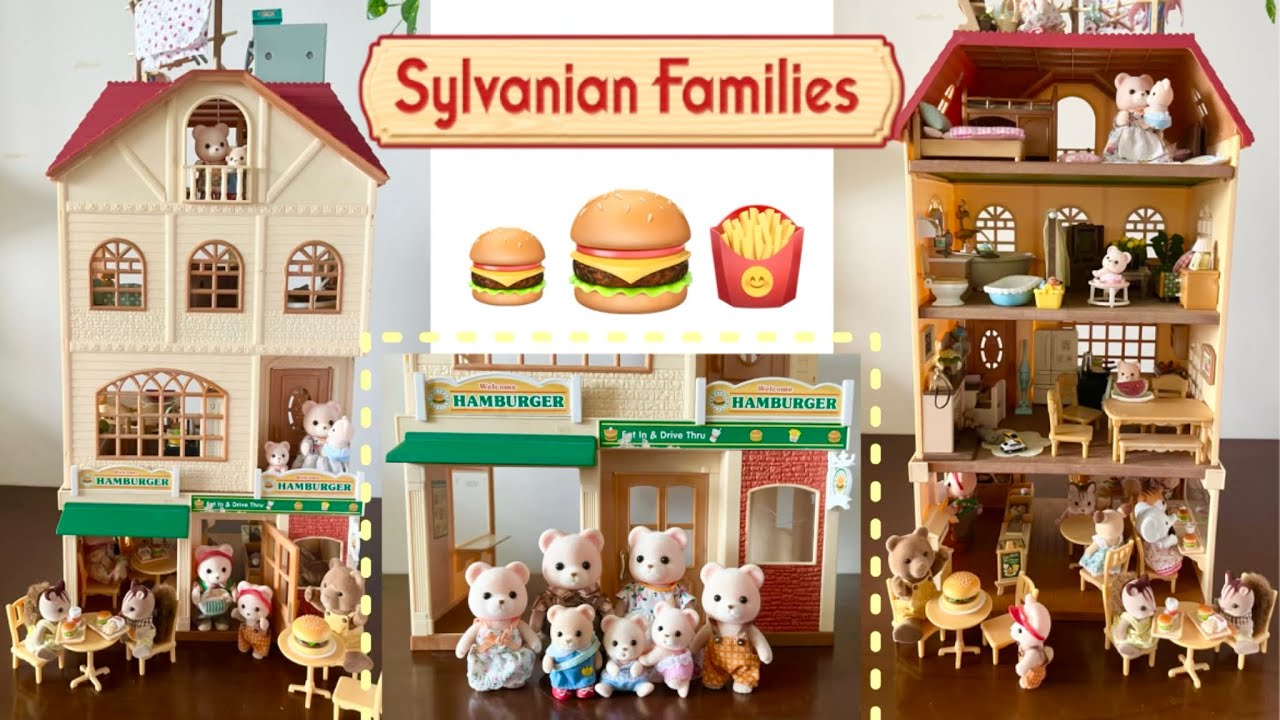 Hamburger Restaurant + 3 story House set up 🍔🍟 [ Sylvanian Families ]